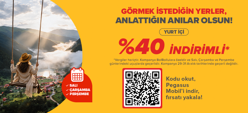 Pegasus Yurt İçi Uçuşlarında Salı-Perşembe %40 İndirim