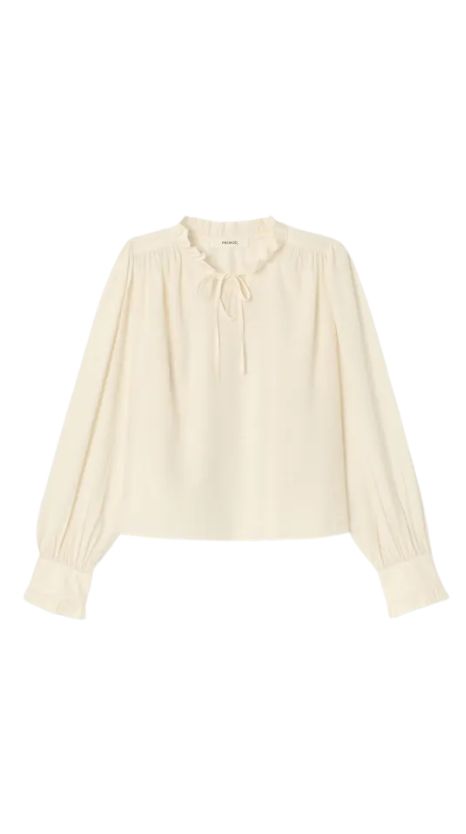 Frilly neckline blouse - Ecru
